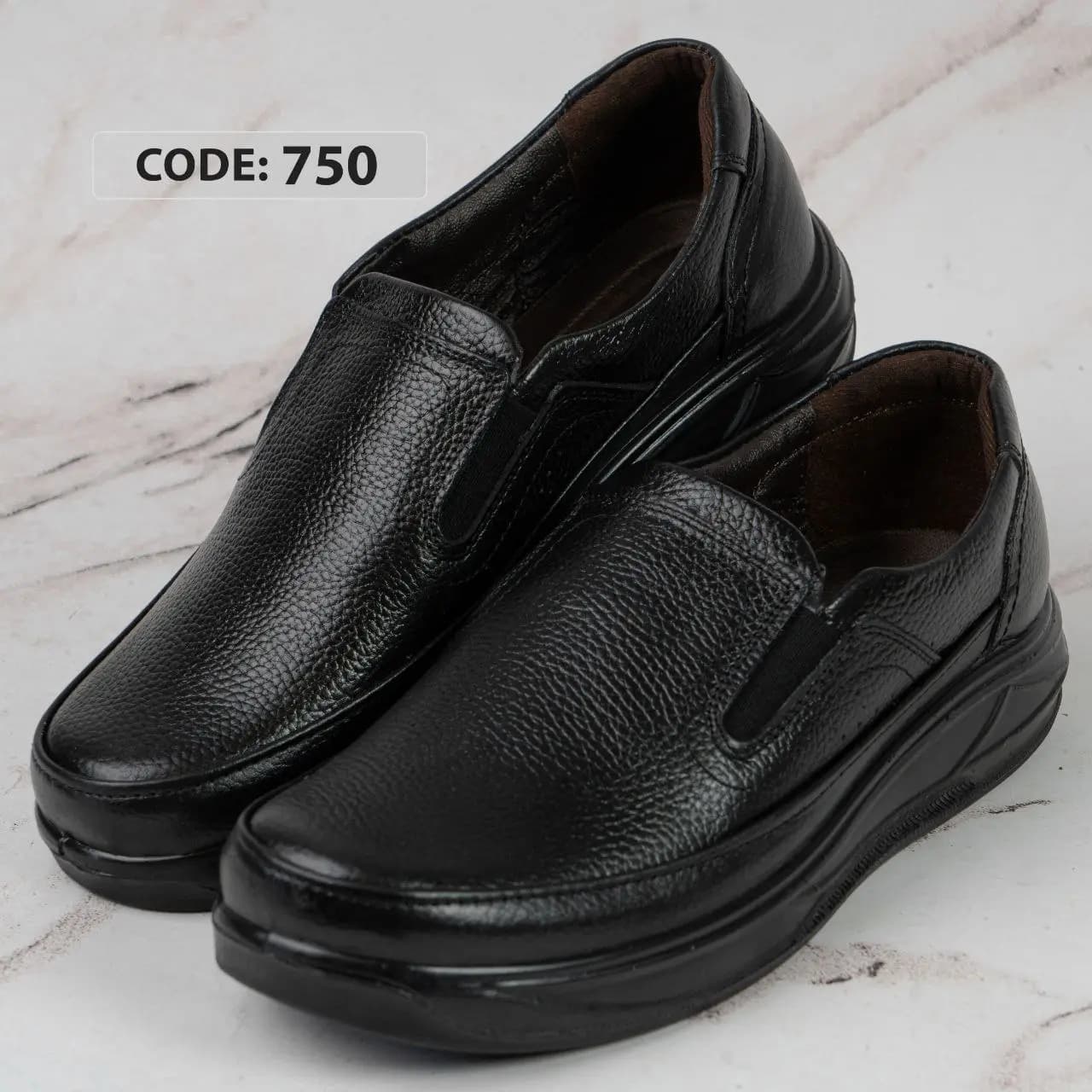 کفش چرم تمام مشکی(کد 750) — تصویر ۲