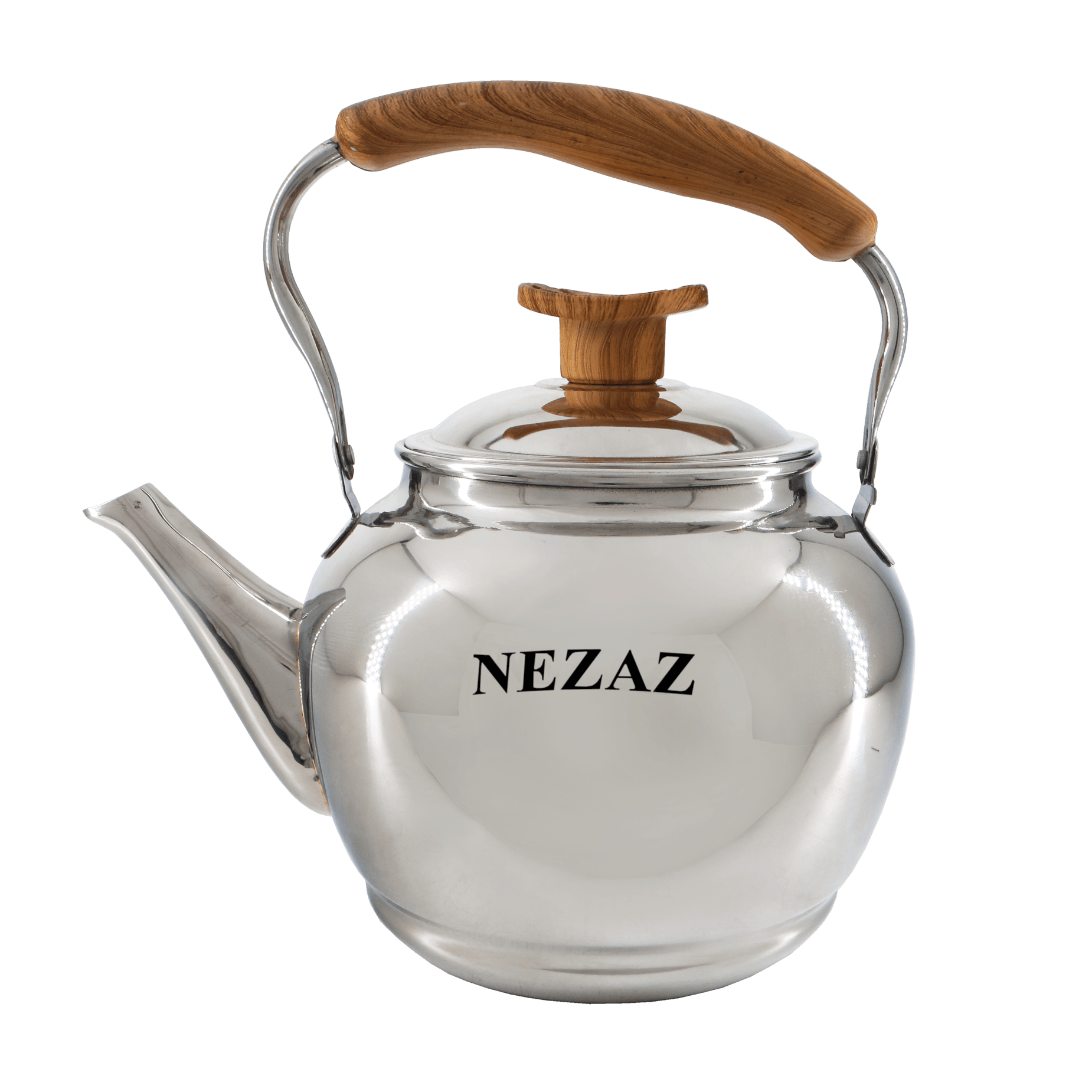 کتری لوله دار استیل 6 لیتر دسته چوب نزاز کد 2200