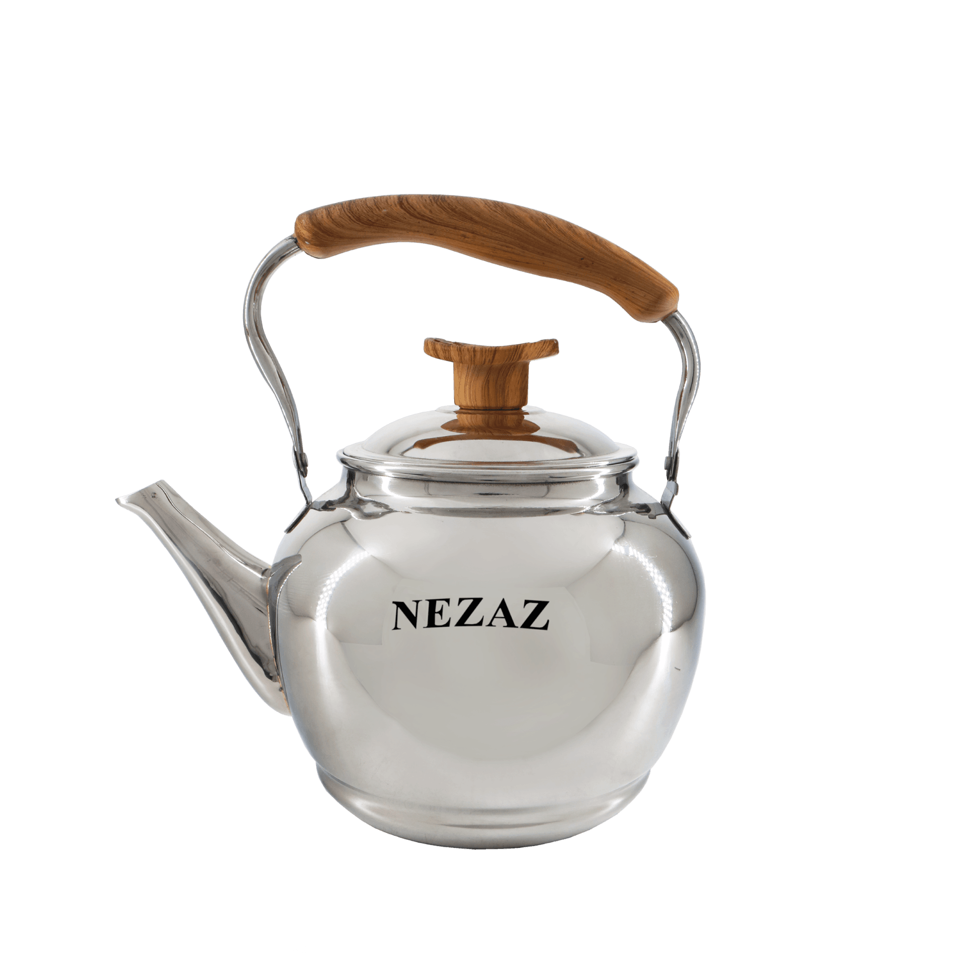 کتری لوله دار استیل 4 لیتر دسته چوب نزاز کد 2100