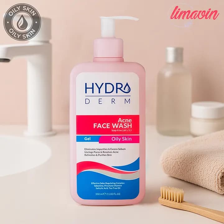 ژل شست‌وشوی صورت هیدرودرم مدل Acne مناسب پوست‌های چرب حجم 350 میلی‌لیتر — تصویر ۶