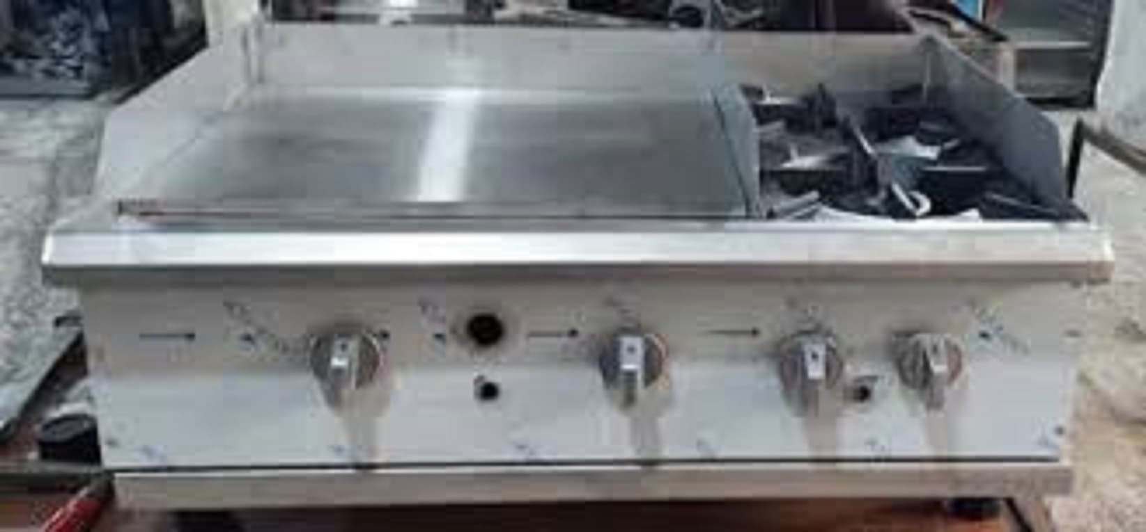 گريل طرح apw آمریکا گازی رومیزی 120 سانتی ترکیبی 3 کاره ( 2 شعله و 90 سانت تخت روغنی یا زغالی ) — تصویر ۲