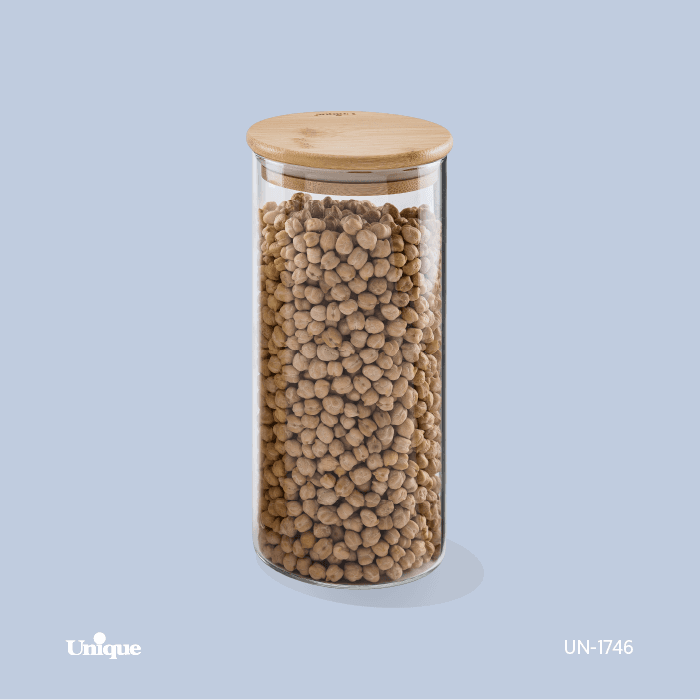 بانکه شیشه ای درب چوبی گرد 20 سانت کد UN-1746