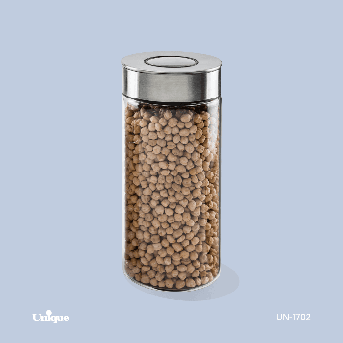 بانکه شیشه ای درب استیل 20 سانت کد UN-1702
