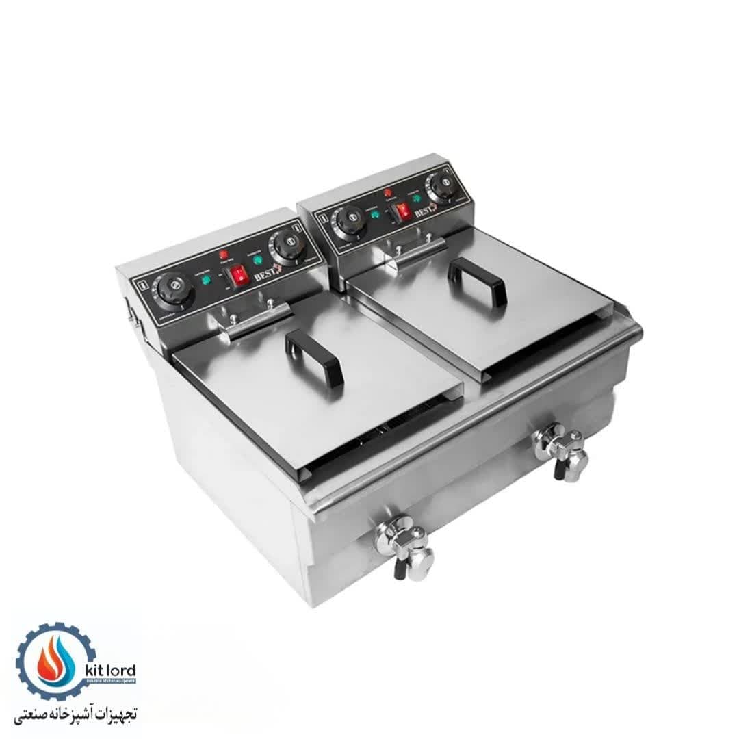 سرخ کن برقی دو لگن 20 لیتری با شیر تخلیه بست (BEST)