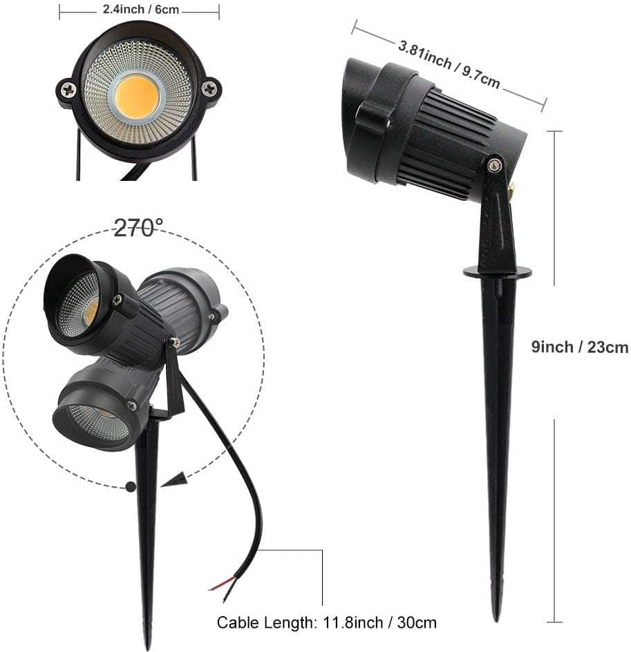 چراغ چمنی aulyun مدل L2020-01 (مجموعه 10 عددی) ال‌ای‌دی نورافکن COB 5W 220V IP65 ضد آب، مناسب برای روشنایی فضای باز، پاسیو، باغ… — تصویر ۴