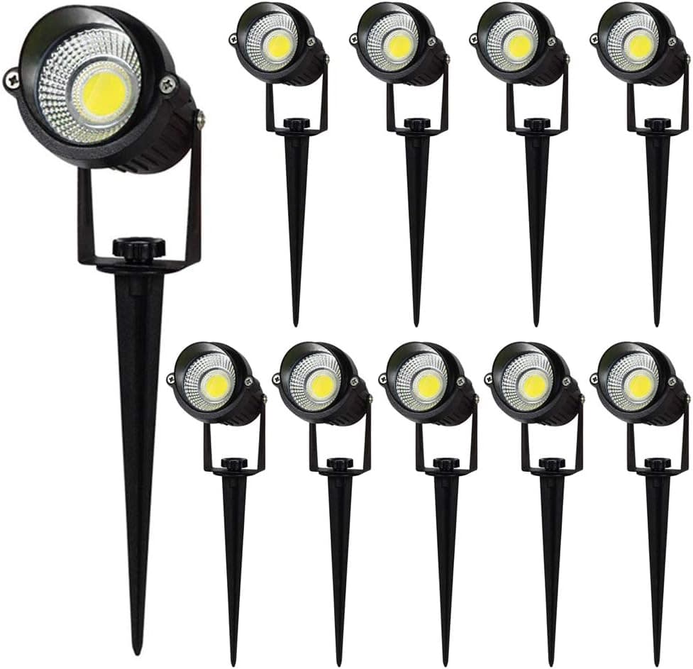 چراغ چمنی aulyun مدل L2020-01 (مجموعه 10 عددی) ال‌ای‌دی نورافکن COB 5W 220V IP65 ضد آب، مناسب برای روشنایی فضای باز، پاسیو، باغ… — تصویر ۲