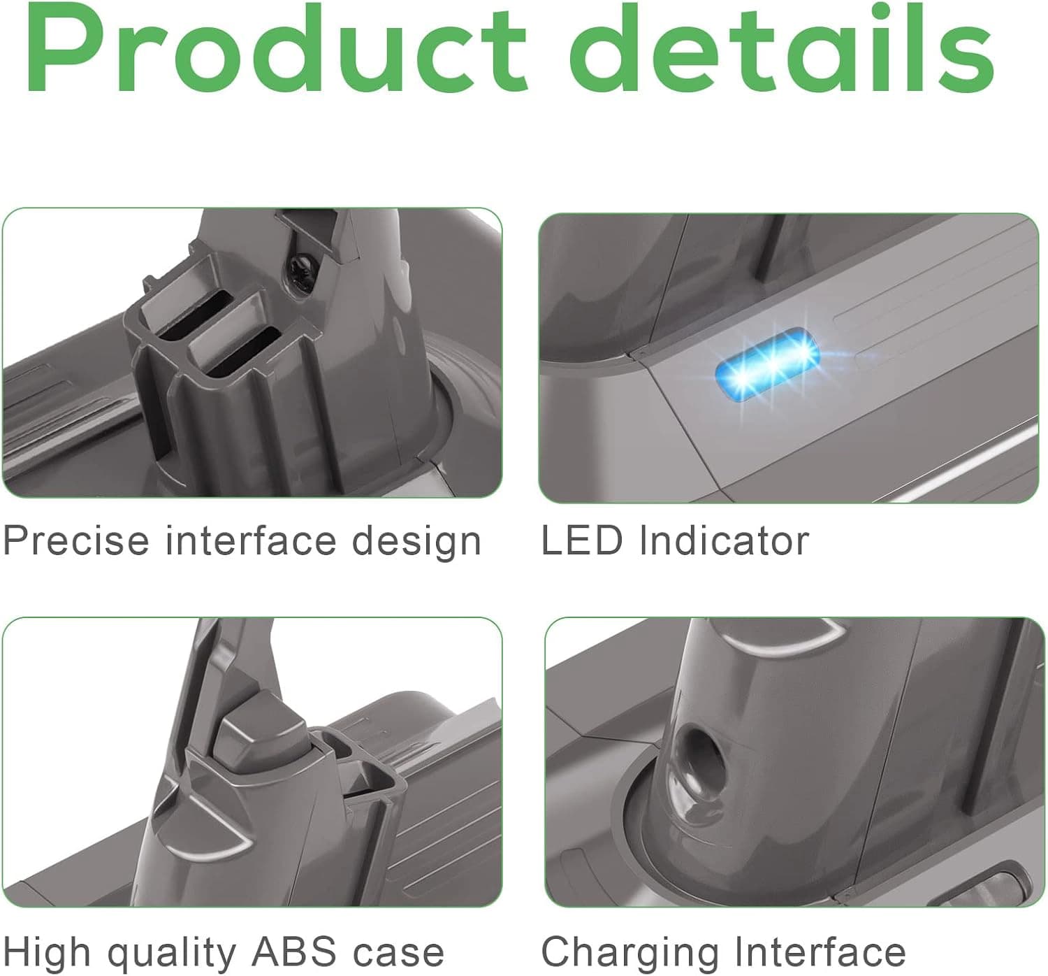 باطری TREE.NB مدل V8 سازگار باطری 21.6v باطری عمودی4600MAH جاروبرقی DYSON — تصویر ۳