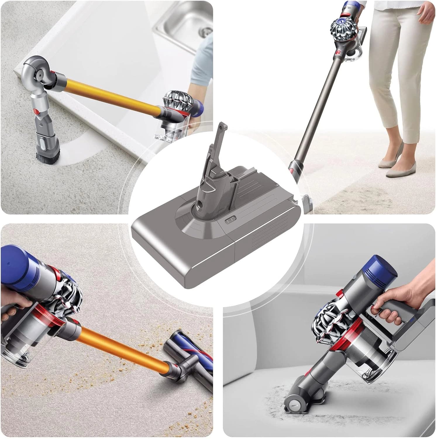 باطری TREE.NB مدل V8 سازگار باطری 21.6v باطری عمودی4600MAH جاروبرقی DYSON — تصویر ۶