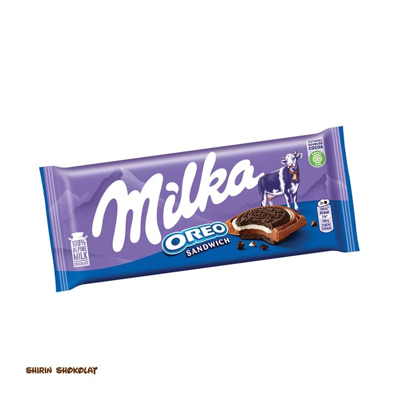 شکلات ساندویچی میلکا milka مدل بیسکوئیت اورئو 92 گرمی