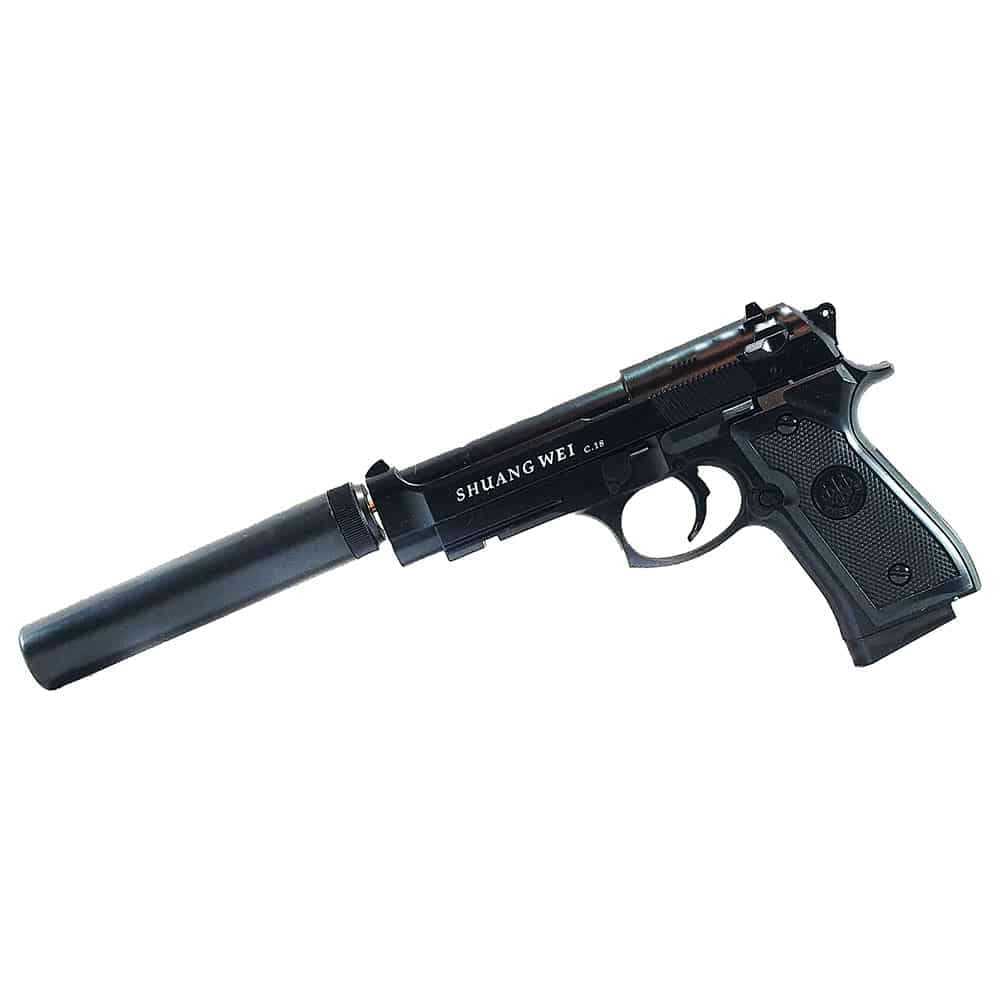 کلت Airsoft فلزی C18+ خفه کن دار