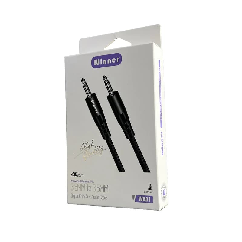 کابل AUX وینر WA01 طول 1.2 متر – صدای استریو شفاف و بدون نویز — تصویر ۵
