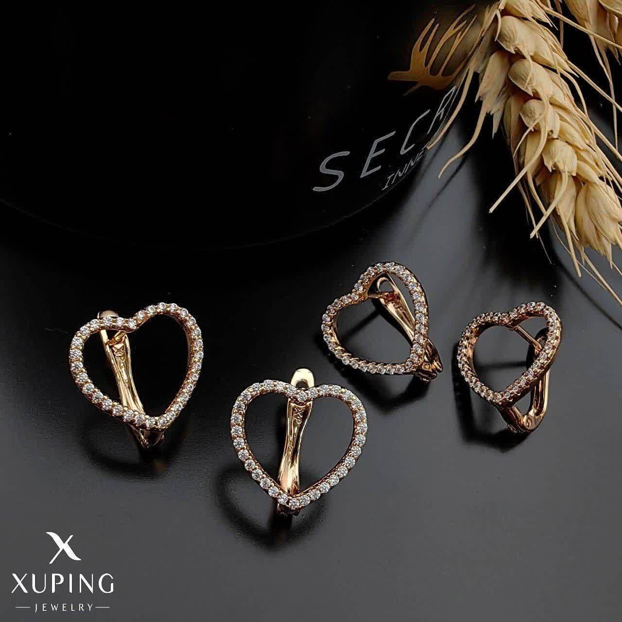 گوشواره قلبی ژوپینگ با آبکاری طلا ۱۸ عیار