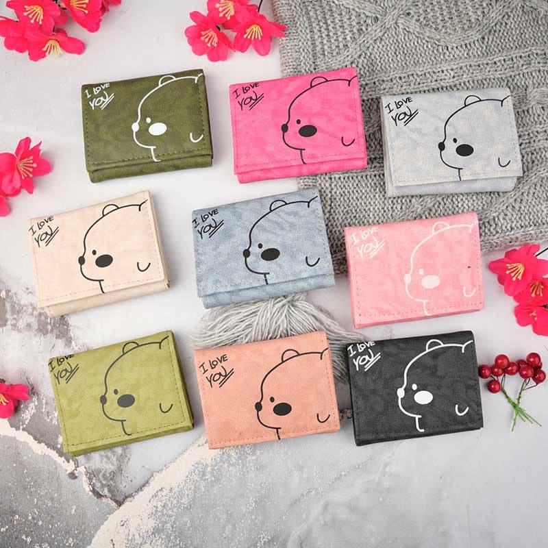 کیف پول دخترانه سه لت چاپی طرح سگ 12-287