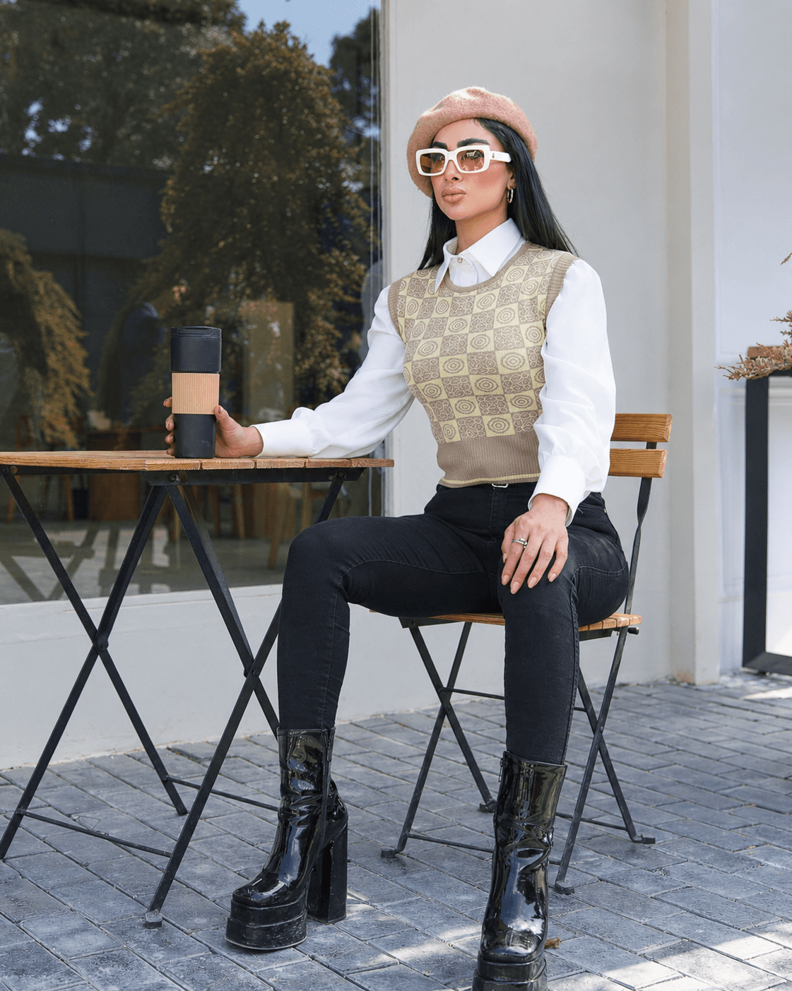 کراپ بافت طرحدار زنانه پاییزه کد 3110