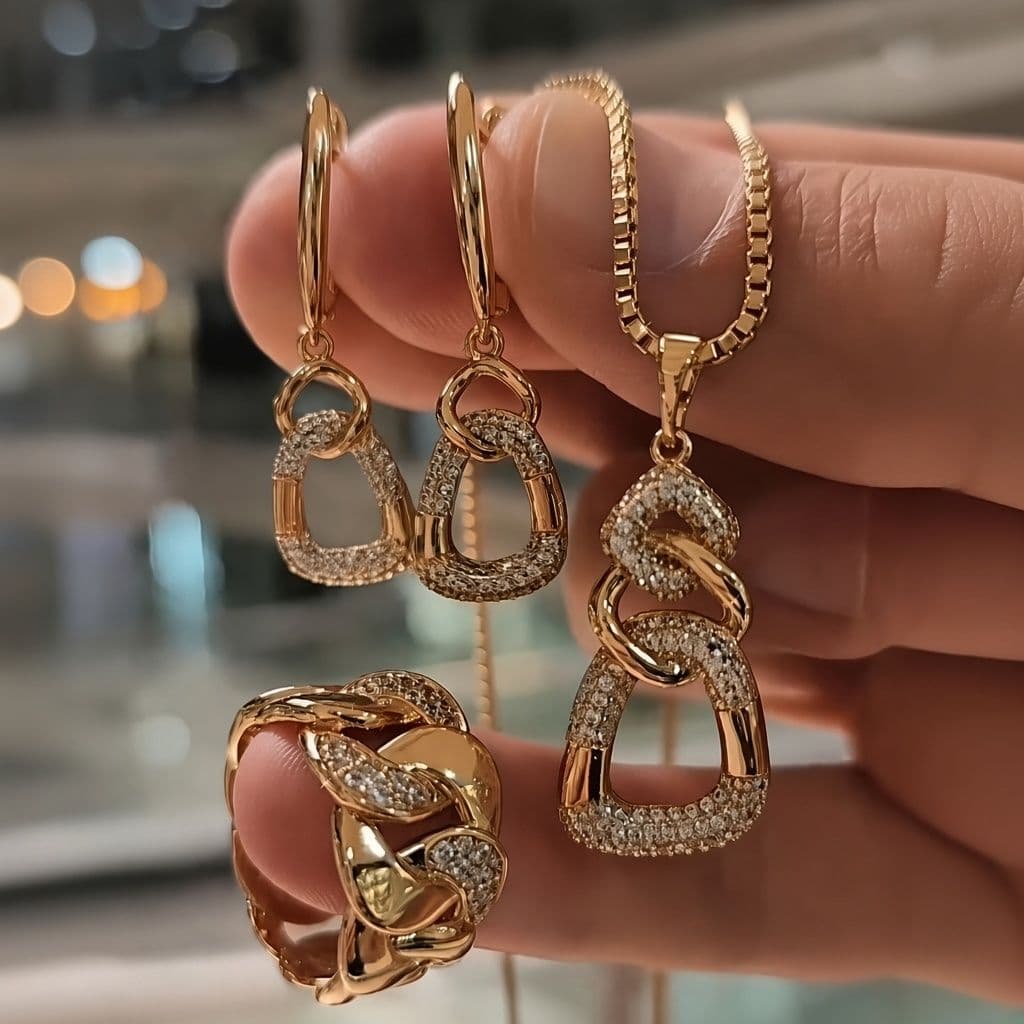 سرویس طرح طلای تمام نگین طلایی ژوپینگ