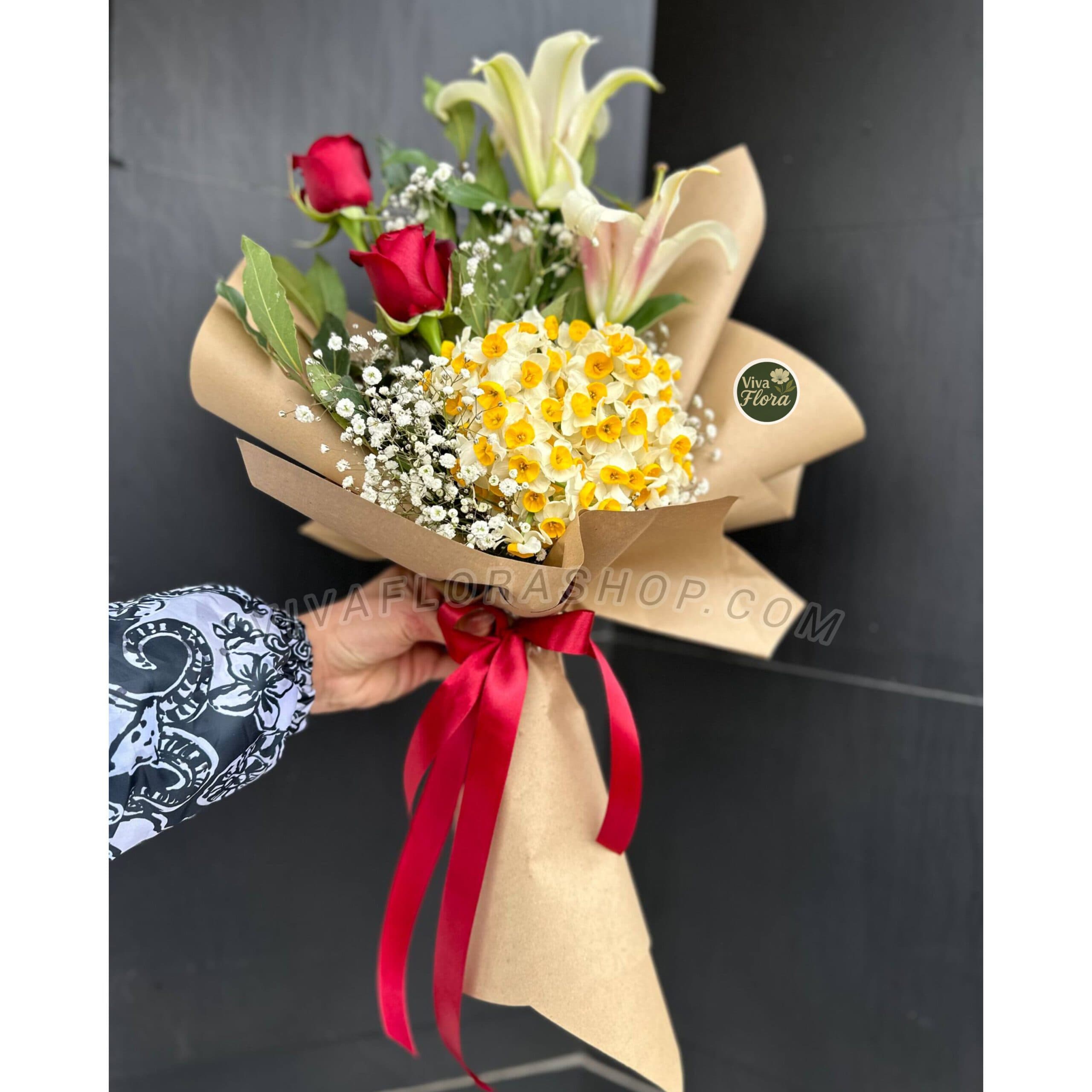 دسته گل درخشش نرگس