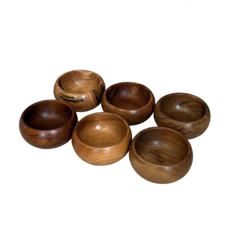 کاسه آجیل خوری چوبی مجموعه 6 عددی