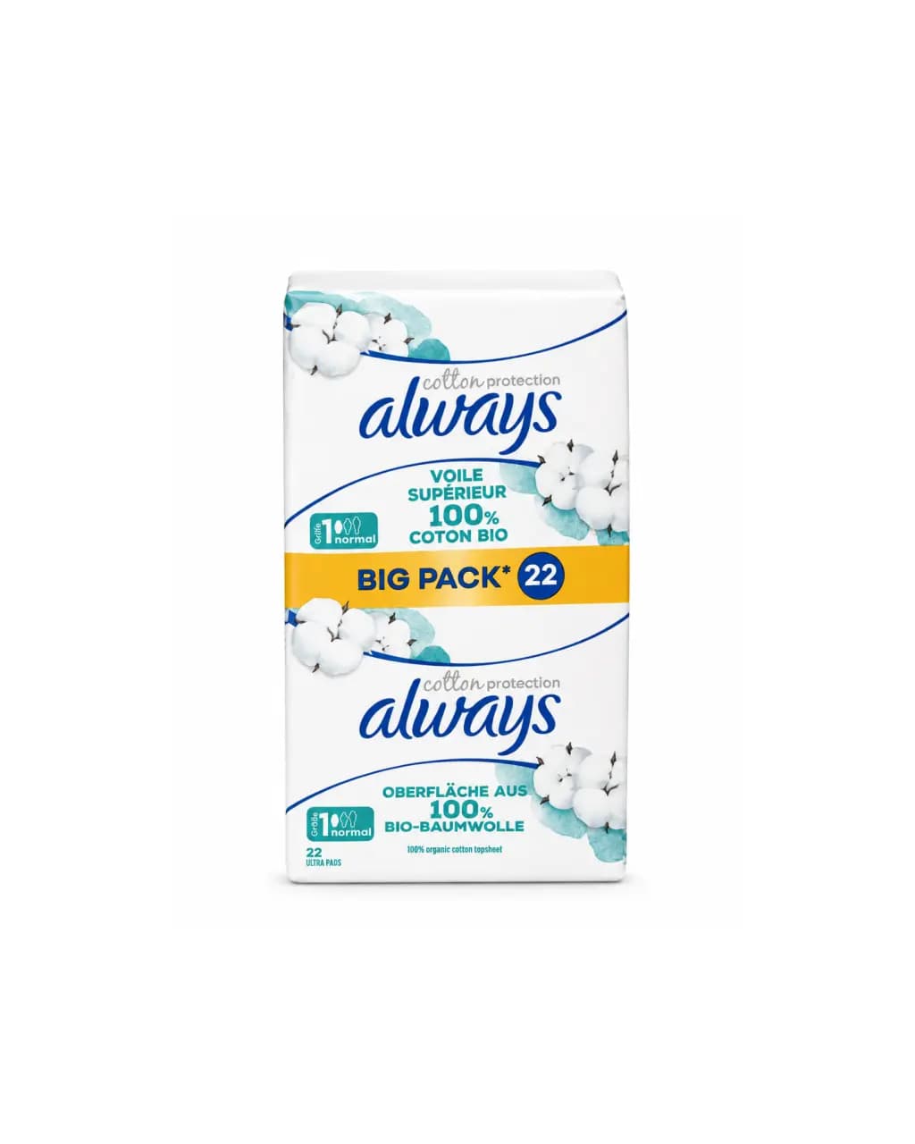 نوار بهداشتی آلویز Always Cotton Protection Normal سایز 1 بسته 22 عددی (آلمان) — تصویر ۲