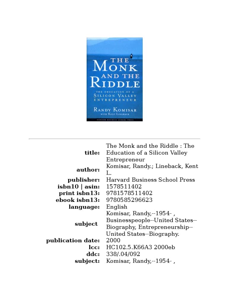 کتاب The Monk and the Riddle (راهب و معما) نسخه انگلیسی PDF | رندی کومیسار