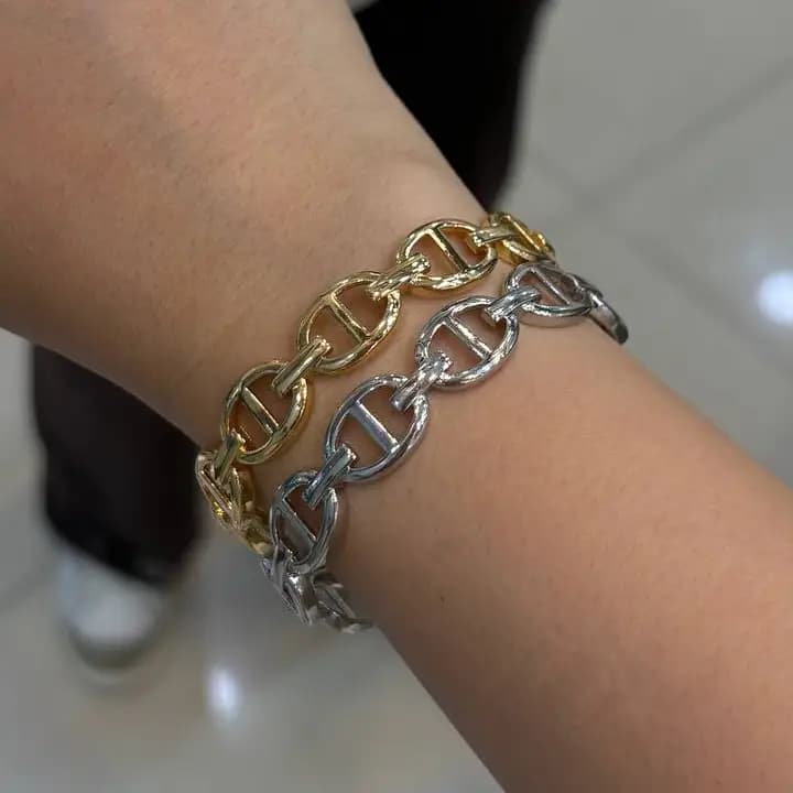 دستبند زنانه دخترانه آبکاری نقره جواهری HERMES هرمس رنگ ثابت کد agy — تصویر ۲