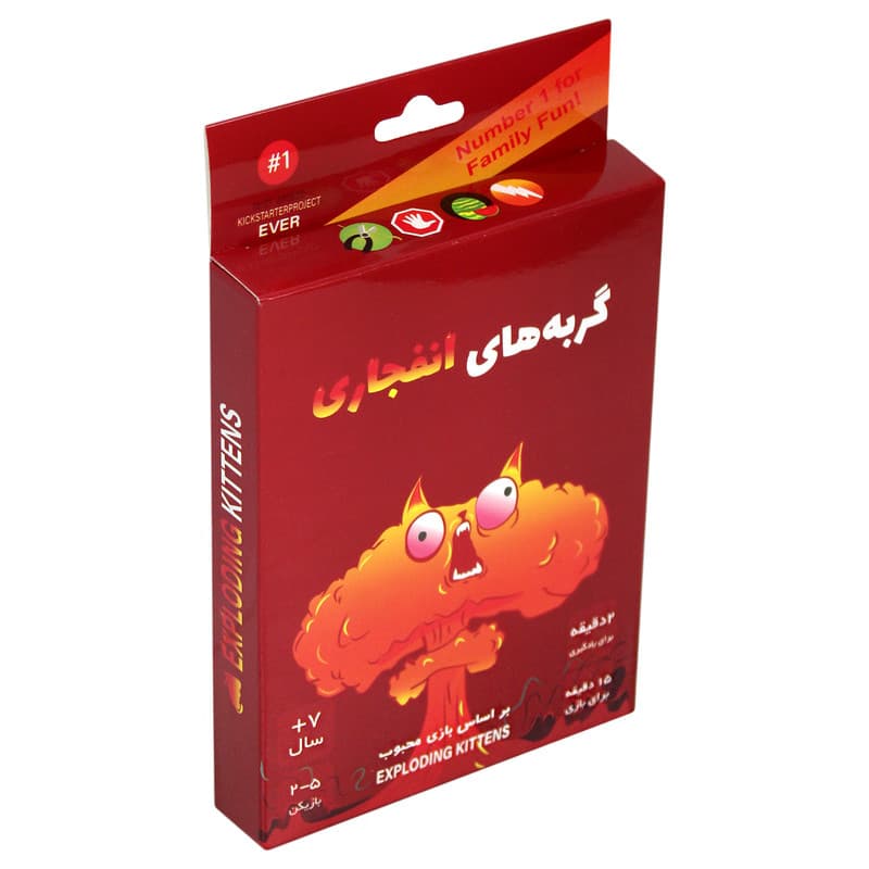 بازی فکری کارتی گربه‌های انفجاری مدل EXP KTN 02 مناسب 2 تا 5 نفر با ژانر استراتژی و رقابتی، رده سنی بالای 7 سال، مدت زمان کمتر از 30 دقیقه، شامل 56 کارت ویژه و 4 کارت راهنما — تصویر ۲