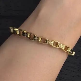 دستبند زنانه و دخترانه آبکاری نقره مینیمال زنجیر طرح ورساچ VERSACE رنگ ثابت کد agy