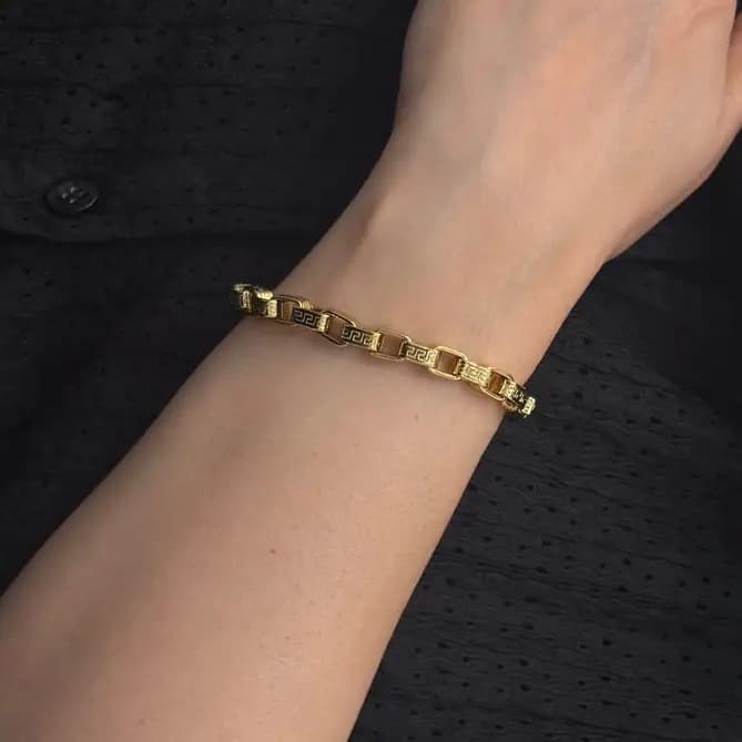 دستبند زنانه و دخترانه آبکاری نقره مینیمال زنجیر طرح ورساچ VERSACE رنگ ثابت کد agy — تصویر ۲