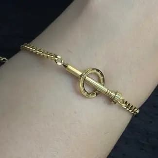 دستبند زنانه و دخترانه استیل لویی ویتون LV طرح میخ رنگ ثابت کد agy