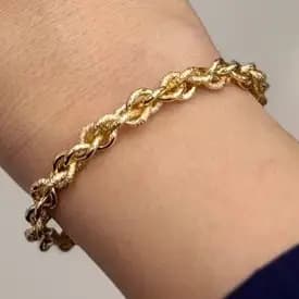 دستبند یونیسکس زنانه و مردانه آبکاری نقره طنابی طرح طلا رنگ ثابت کد agy