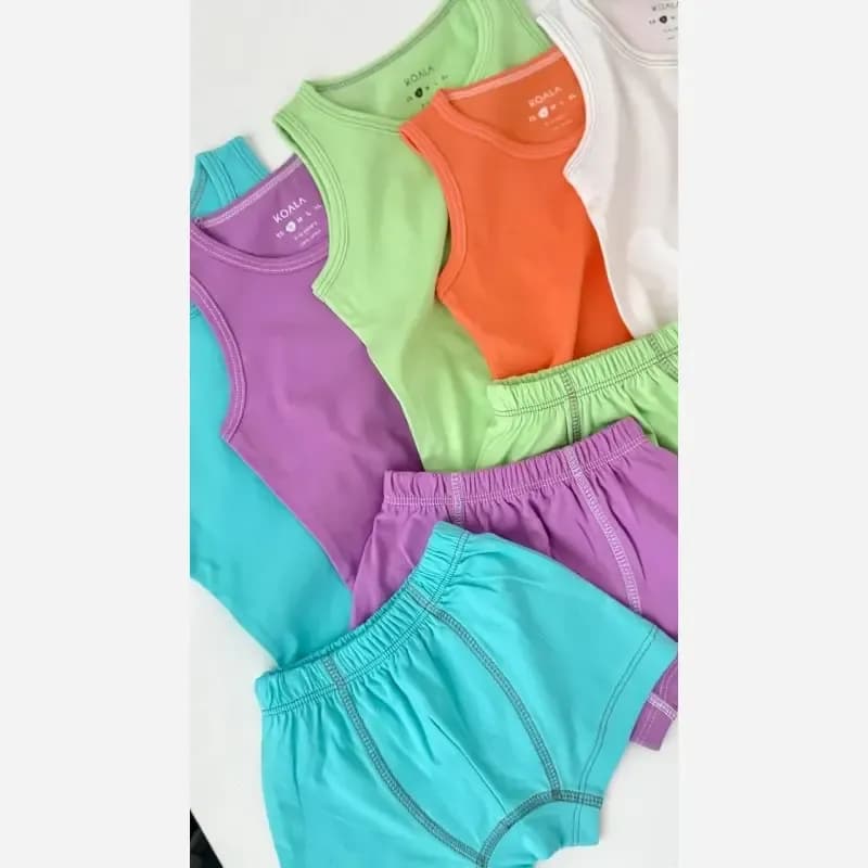 ست رکابی و شورت پسرانه نخ پنبه سوپر در 6 رنگ شاد و ضد حساسیت — تصویر ۲