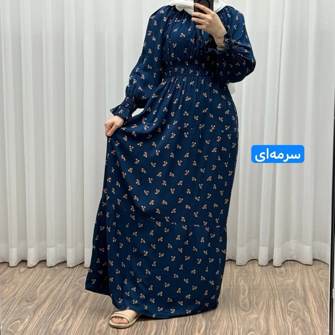پیراهن ساحلی نخی گلریز زنانه فری سایز تا 50 بدون رنگ رفت سایه دهی ندارد — تصویر ۱۱