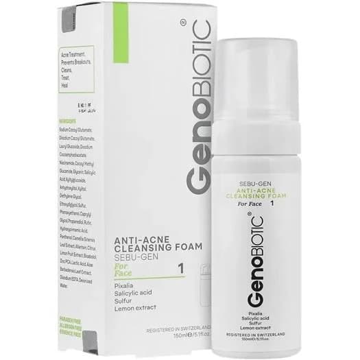 فوم شستشو صورت ژنوبایوتیک مدل ضد آکنه و ضد جوش حجم 150ml