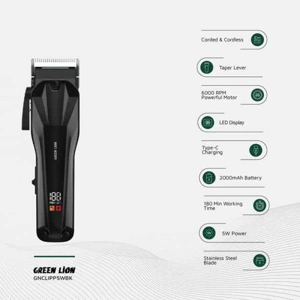 ماشین اصلاح حرفهای شارژی گرینلاین مدل Green Lion Clip Pro — تصویر ۴