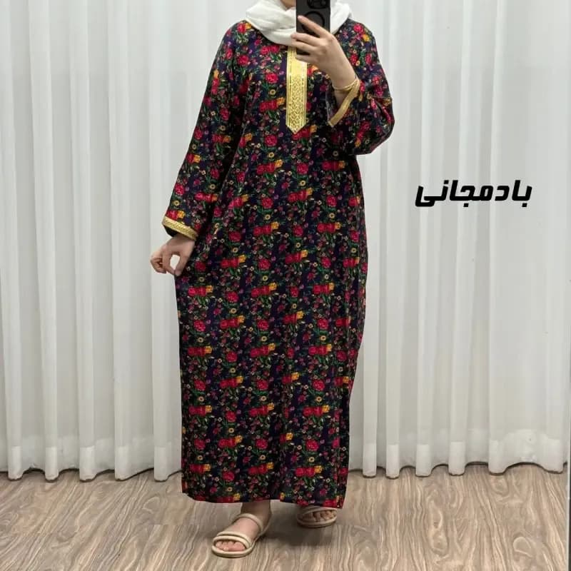 پیراهن ساحلی زنانه ترکمنستان طلاکوب گل ریز فری سایز تا 54 جنس نخی چهارفصل شیک — تصویر ۷