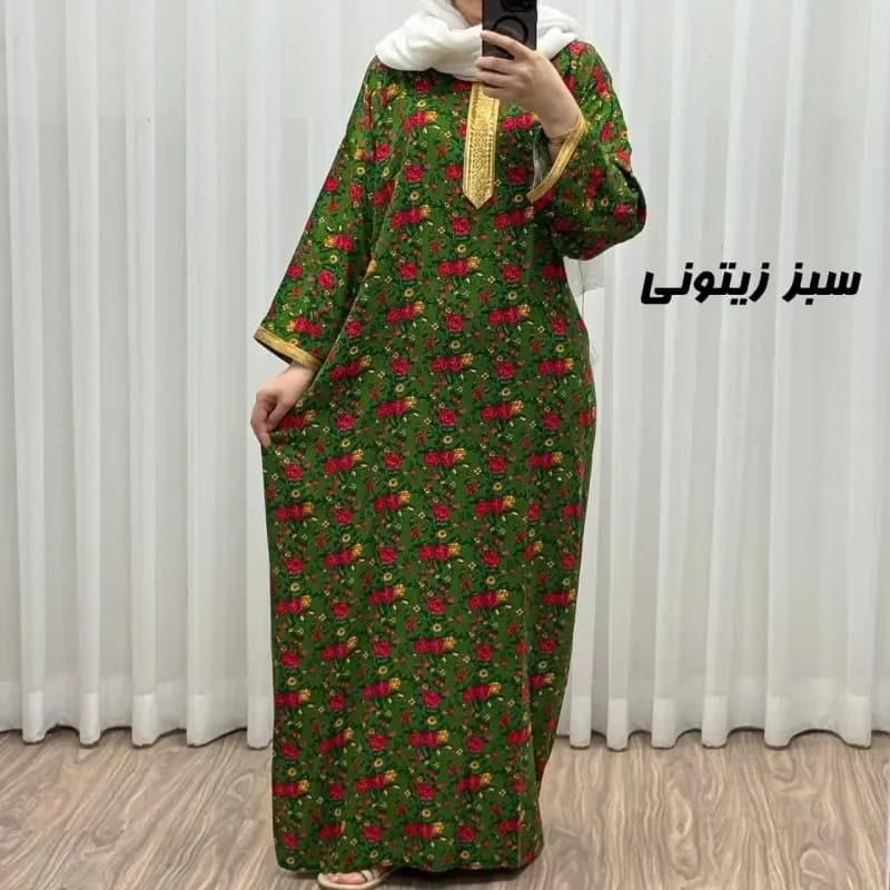 پیراهن ساحلی زنانه ترکمنستان طلاکوب گل ریز فری سایز تا 54 جنس نخی چهارفصل شیک — تصویر ۸