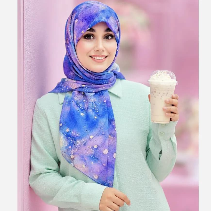 روسری نخی کاستوم طرح ساحل قواره 110 — تصویر ۹