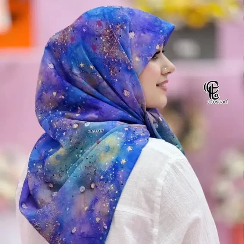 روسری نخی کاستوم طرح ساحل قواره 110 — تصویر ۴