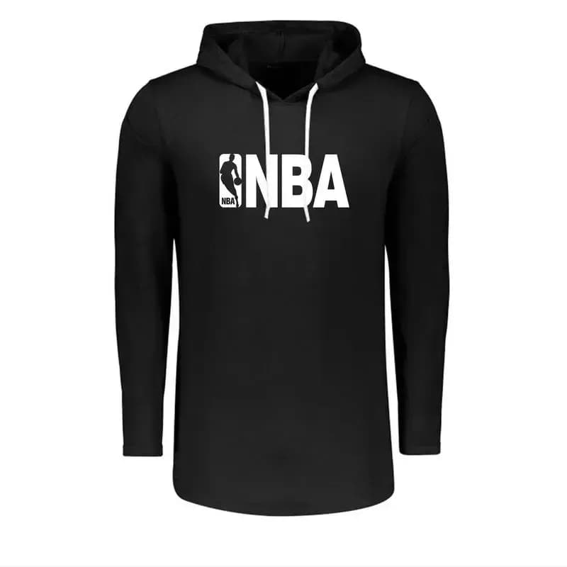 تیشرت آستین بلند کلاه دار طرح NBA مردانه جنس نخ اعلا سه رنگ — تصویر ۴