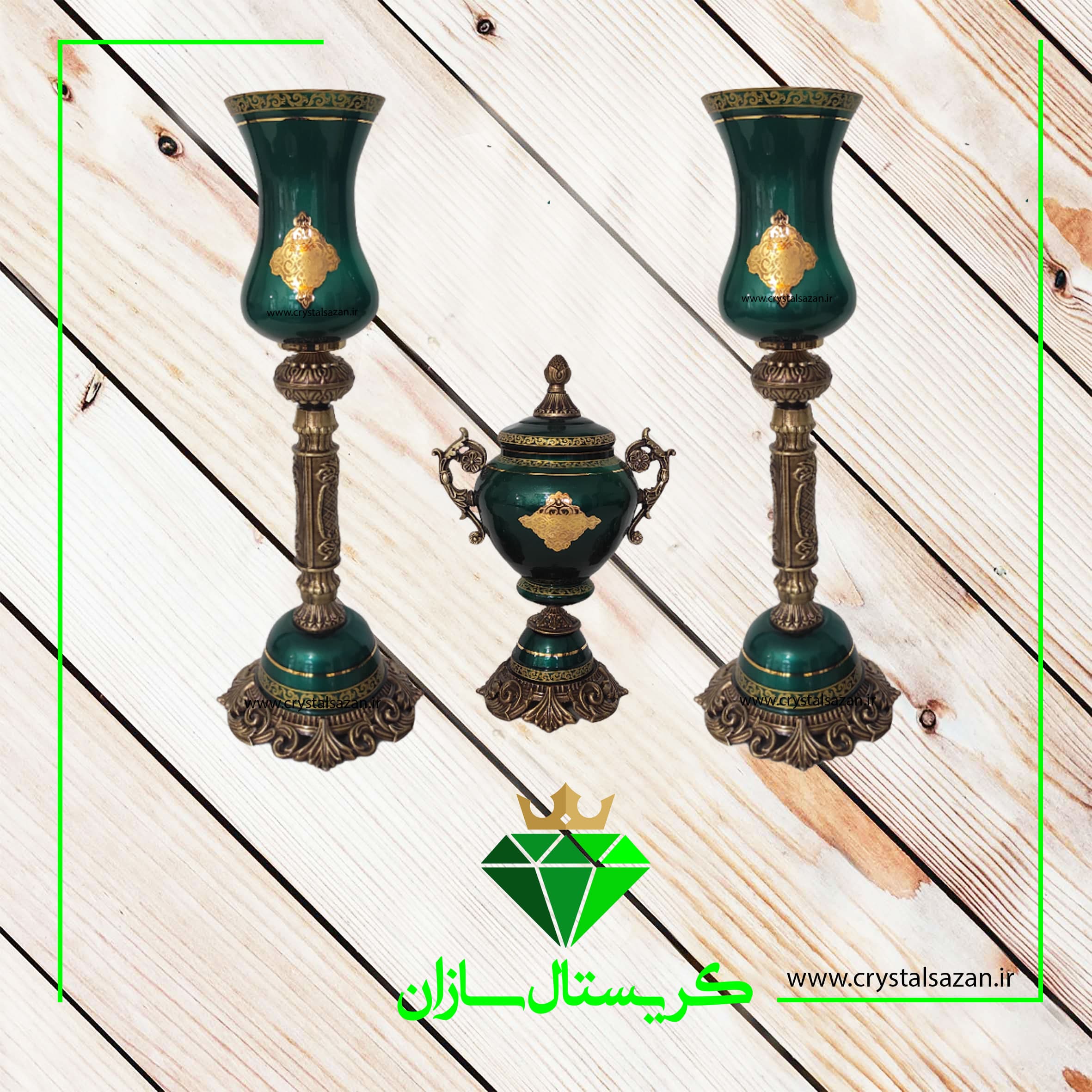 سه تیکه کریستال شمعدان و شکلات خوری کد CS1535 کریستال سازان