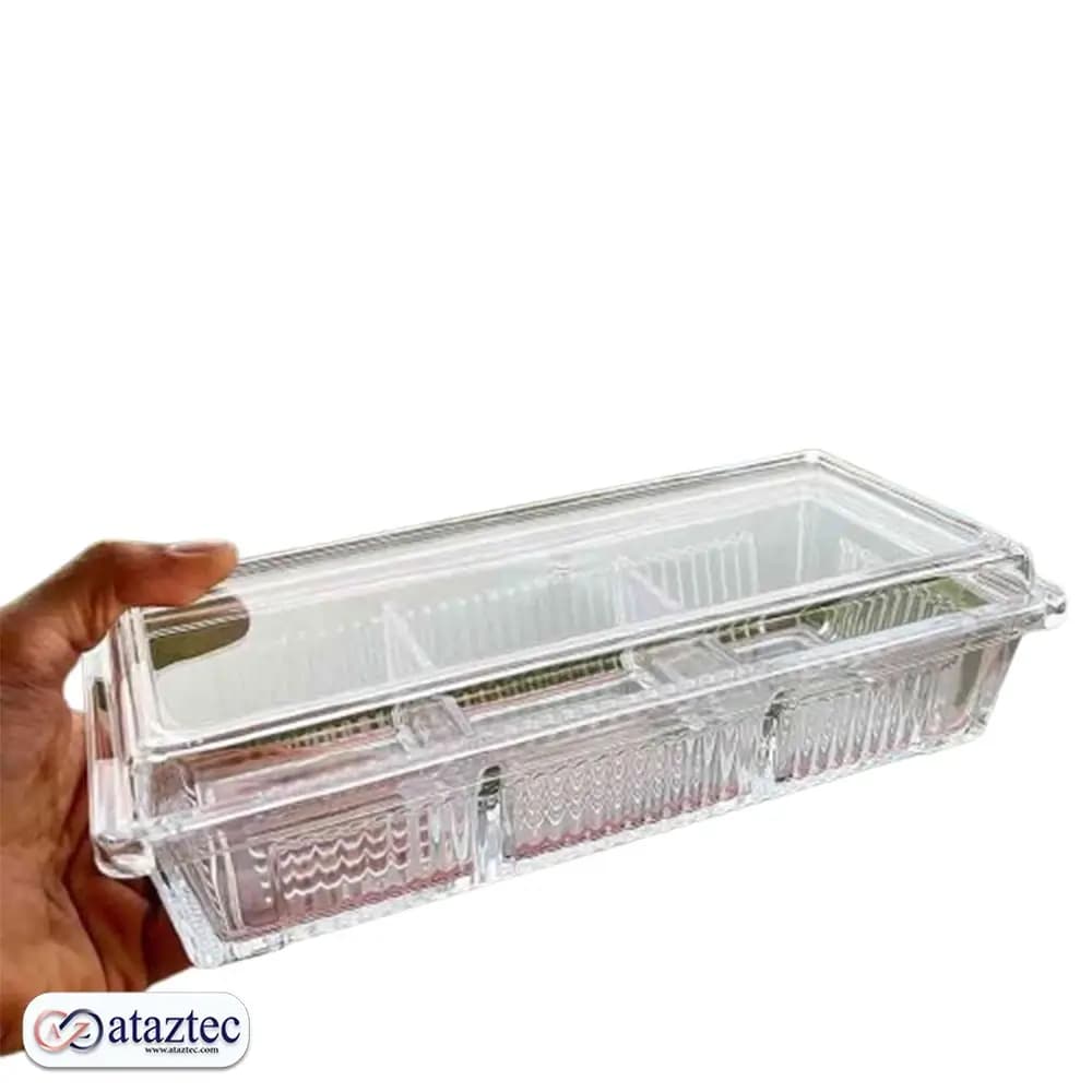 ظروف شیشه ای سه خانه شیاردار لیمون کد 2101