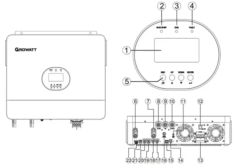 سانورتر 6KW Growatt SPF 6000 Es Plus — تصویر ۶