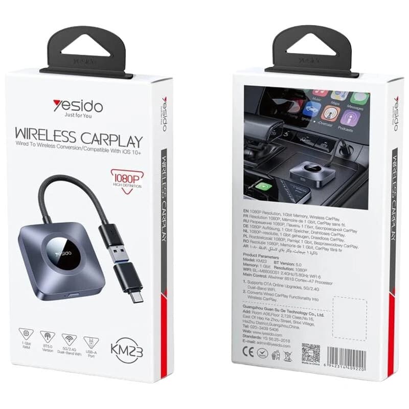 دانگل وایرلس کارپلی CARPLAY یسیدو YESIDO KM23 — تصویر ۳