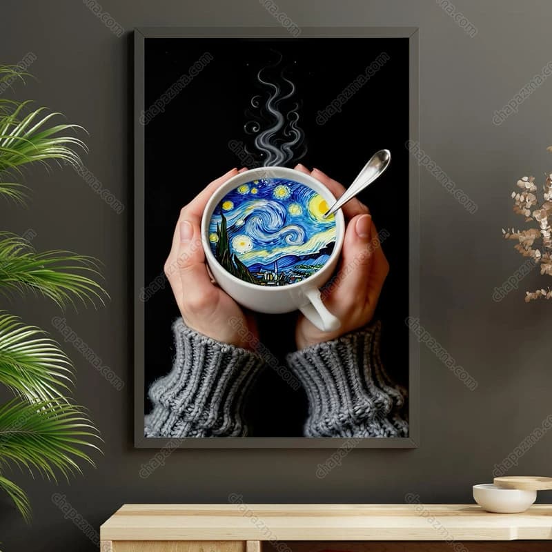 تابلو کافی شاپ طرح نقاشی شب پرستاره کد CP172 — تصویر ۲