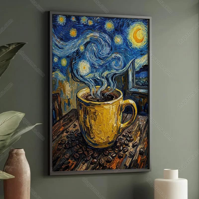 تابلو کافی شاپ طرح شب پرستاره کد CP168 — تصویر ۳