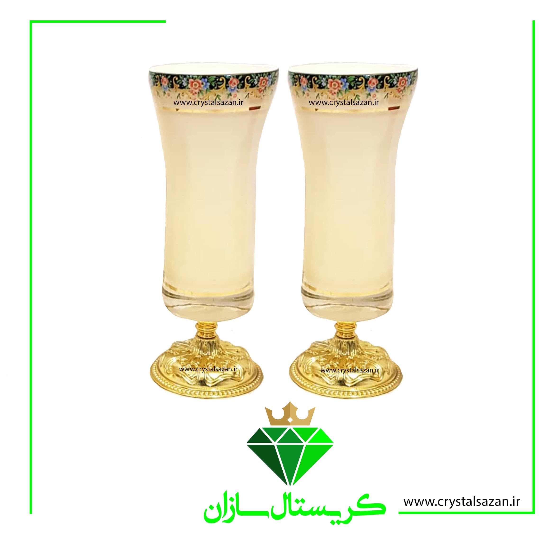 گلدان مدل مینا شیری کد G998 کریستال سازان