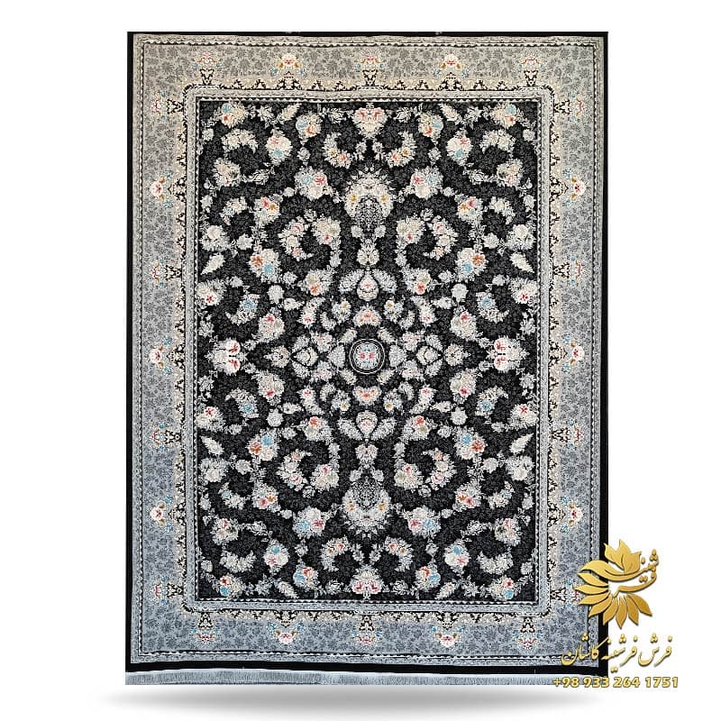 فرش طرح افشان 700 شانه سارگل سرمه ای
