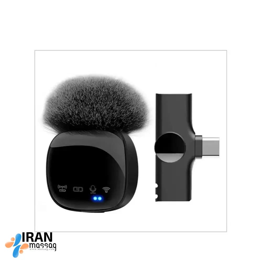 میکروفون یقه‌ای بی سیم مدل R8 | با اتصال آیفون و تایپ سی و حذف نویز- تک و دوتایی — تصویر ۳