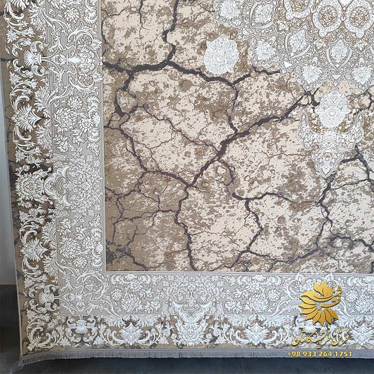 فرش کویر 1200 شانه گل برجسته کد 9001 کرم — تصویر ۴