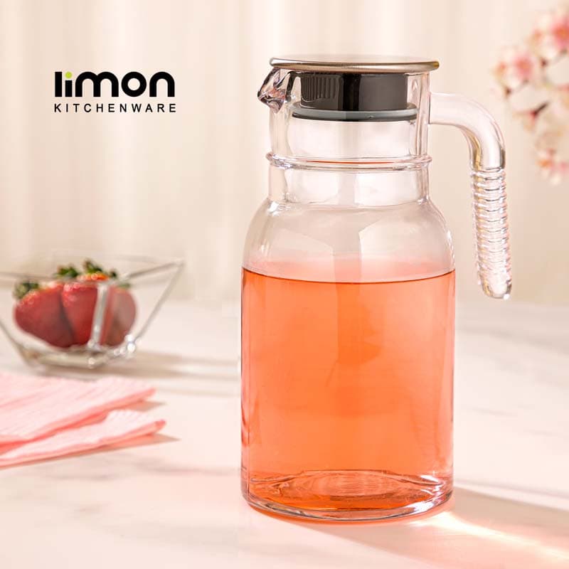 پارچ شیشه ای لیمون 2349 یک لیتری درب استیل