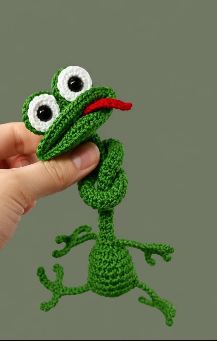 عروسک مارمولک گردن دراز بافتنی۲۰سانتی بافت بارنگ دلخواه شما